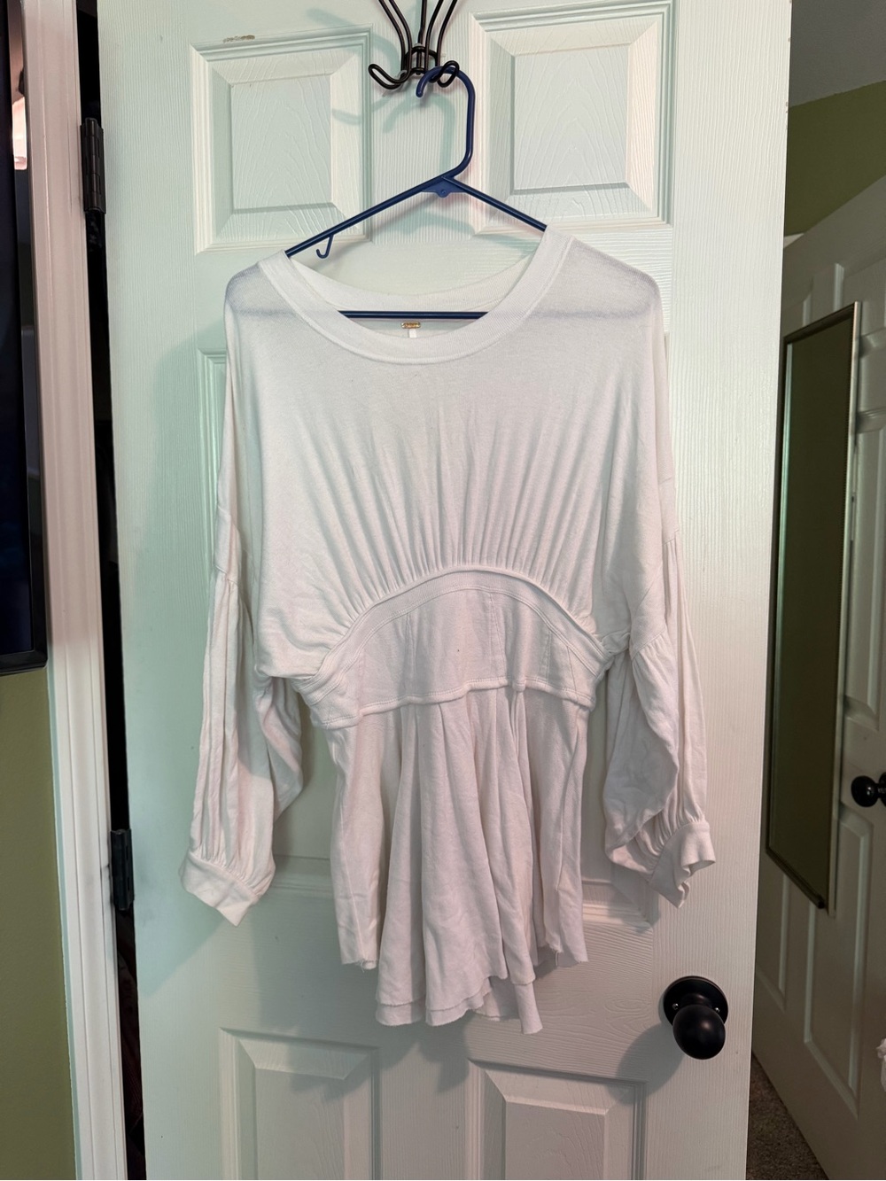 Free People White Flowing Peplum Mini Dress